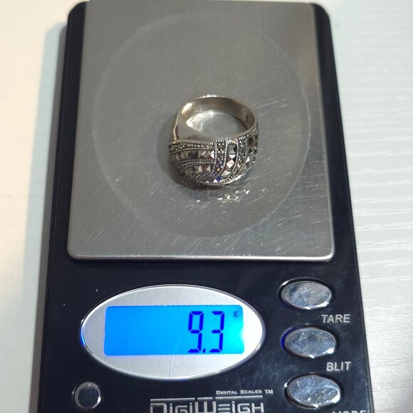 Size 8 Sterling Silver Marcasite Stones Band Ring A202 - Picture 8 of 8